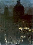 Aleksander Gierymski Wittelsbacher Square during the night. oil painting on canvas